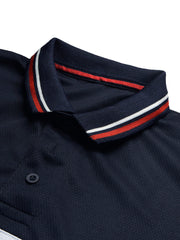 LV Summer Dry Fit Polo Shirt For Men-Navy with White & Sky Panel-BE1698/BR13913