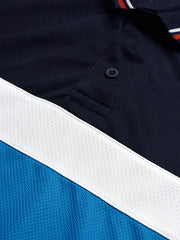 LV Summer Dry Fit Polo Shirt For Men-Navy with White & Sky Panel-BE1698/BR13913