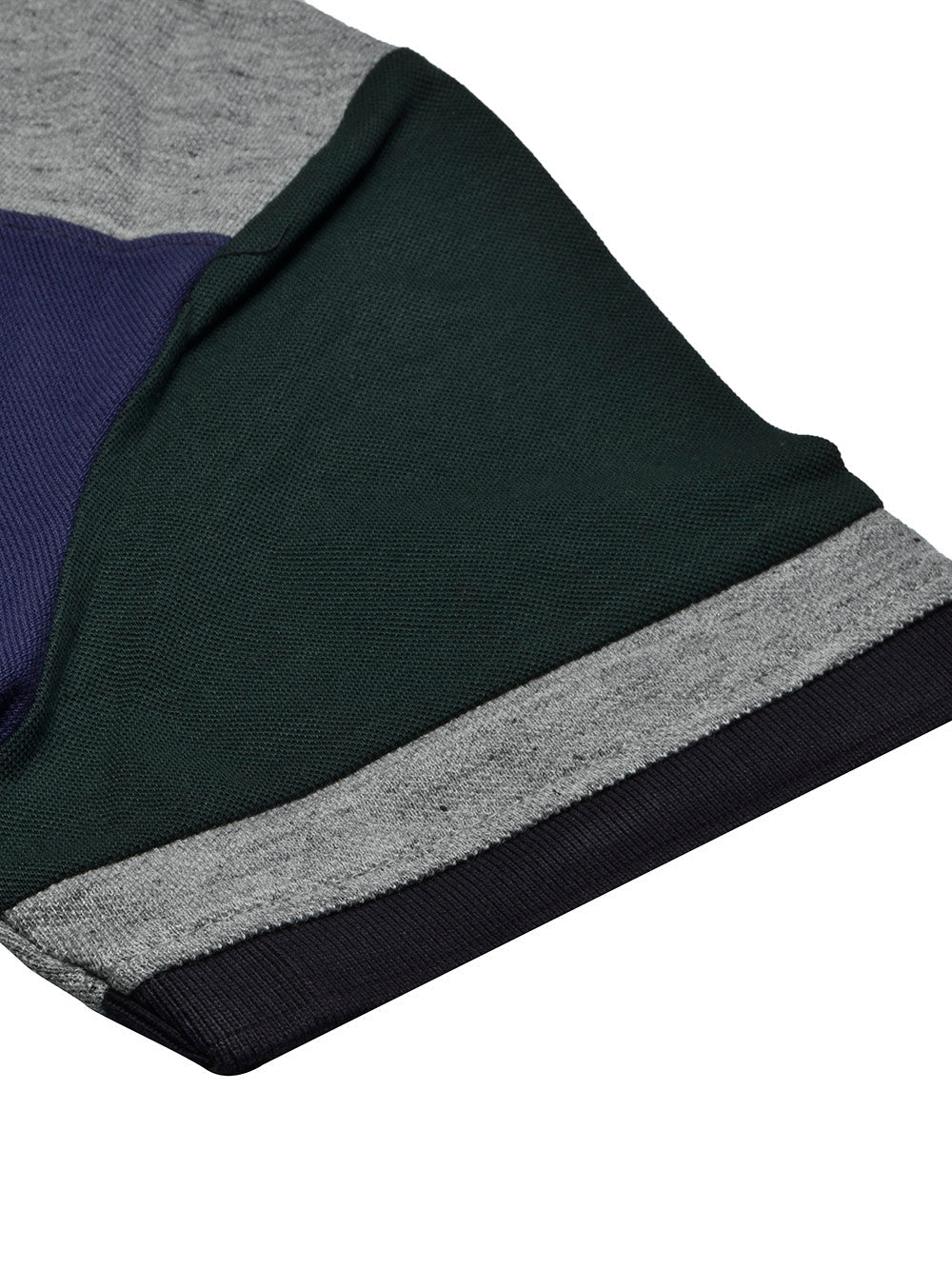 LV Summer Polo Shirt For Men-Dark Green with Blue & Grey Melange Panel-BE835/BR13072