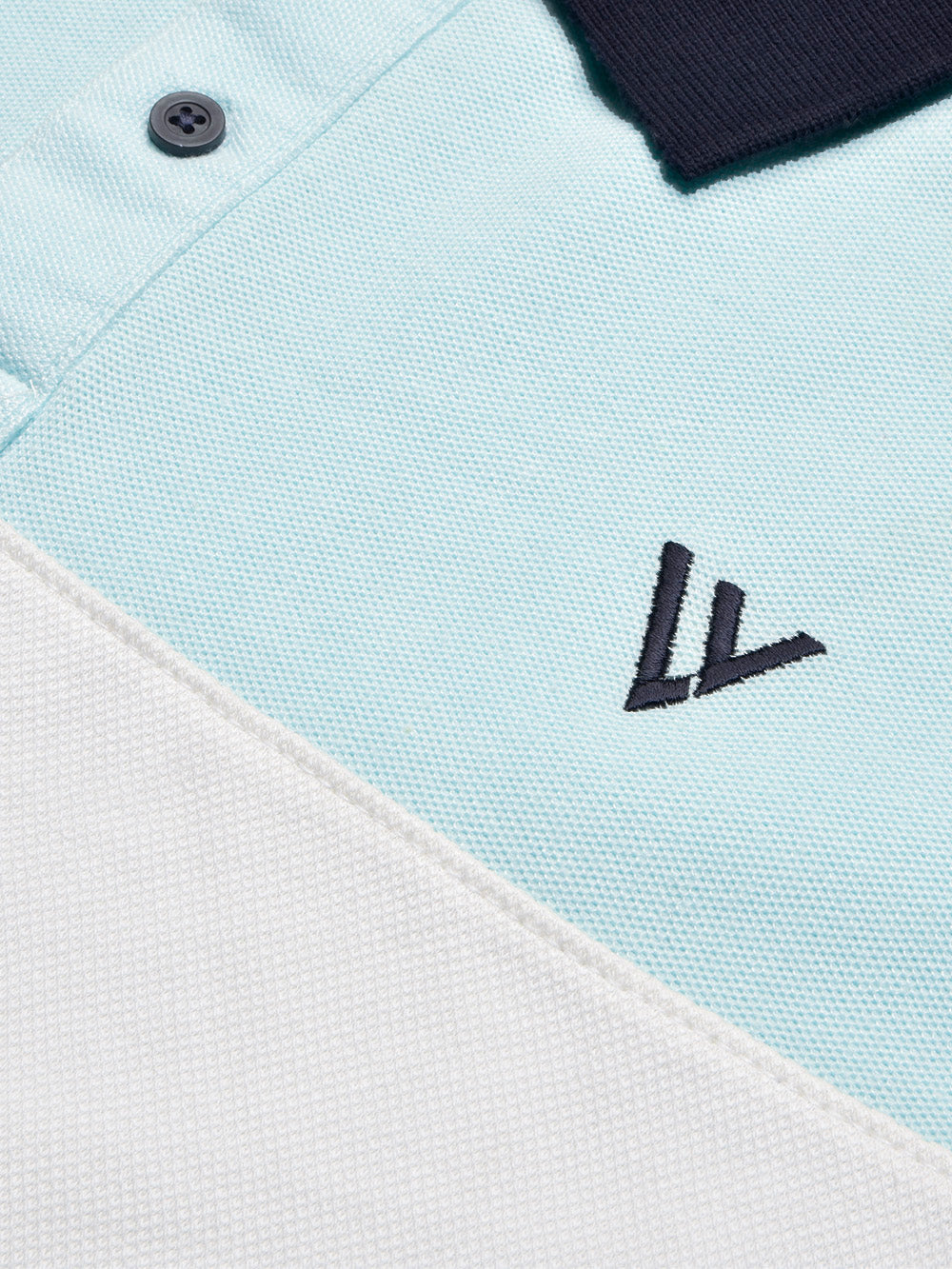 LV Summer Polo Shirt For Men-Light Cyan Green & White-BE771/BR13018