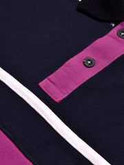LV Summer Polo Shirt For Men-Magenta with Navy & White Panel-BE874/BR13112