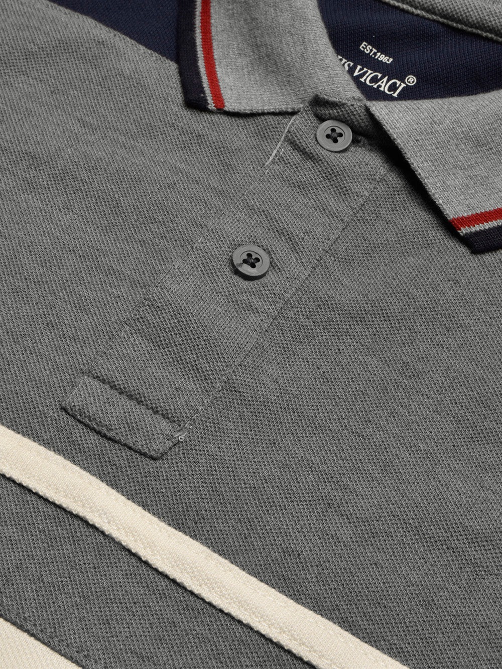 LV Summer Polo Shirt For Men-Off White with Grey & Navy Panel-BE877/BR13115