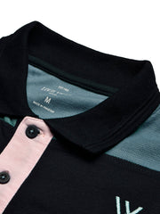 LV Summer Polo Shirt For Men-Pink with Navy & Bond Blue Panel-BE879/BR13117