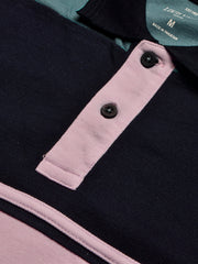 LV Summer Polo Shirt For Men-Pink with Navy & Bond Blue Panel-BE879/BR13117