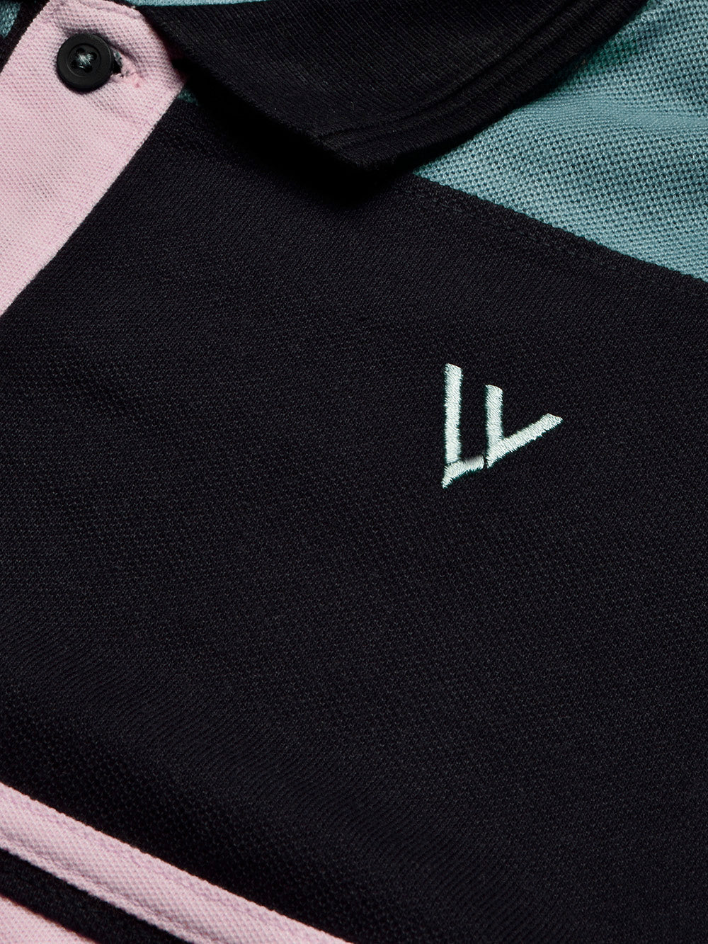 LV Summer Polo Shirt For Men-Pink with Navy & Bond Blue Panel-BE879/BR13117