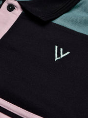 LV Summer Polo Shirt For Men-Pink with Navy & Bond Blue Panel-BE879/BR13117