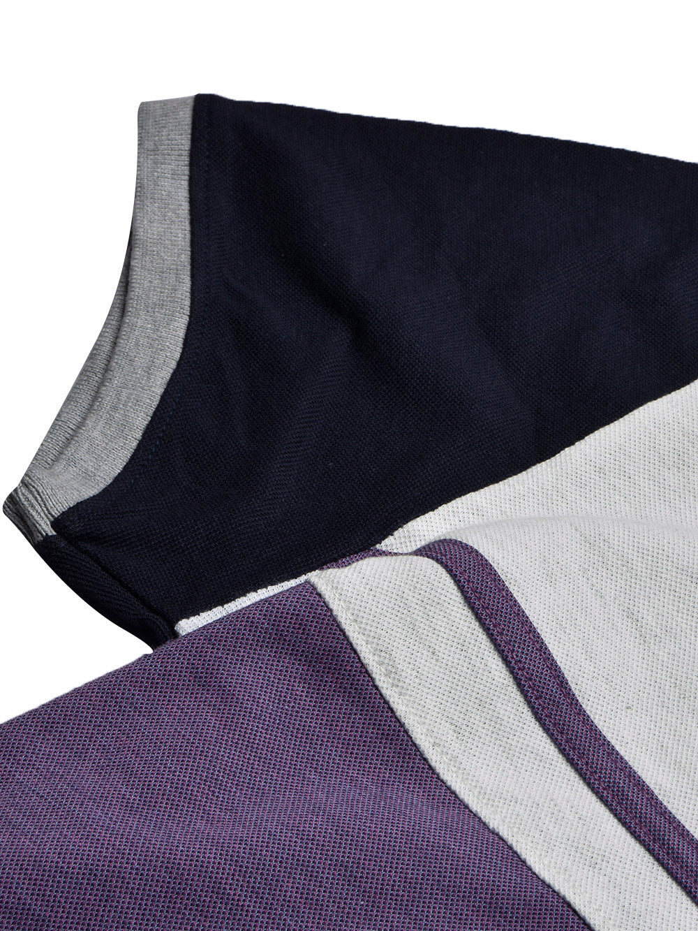 LV Summer Polo Shirt For Men-Purple Melange with White Melange & Navy Panel-BE883