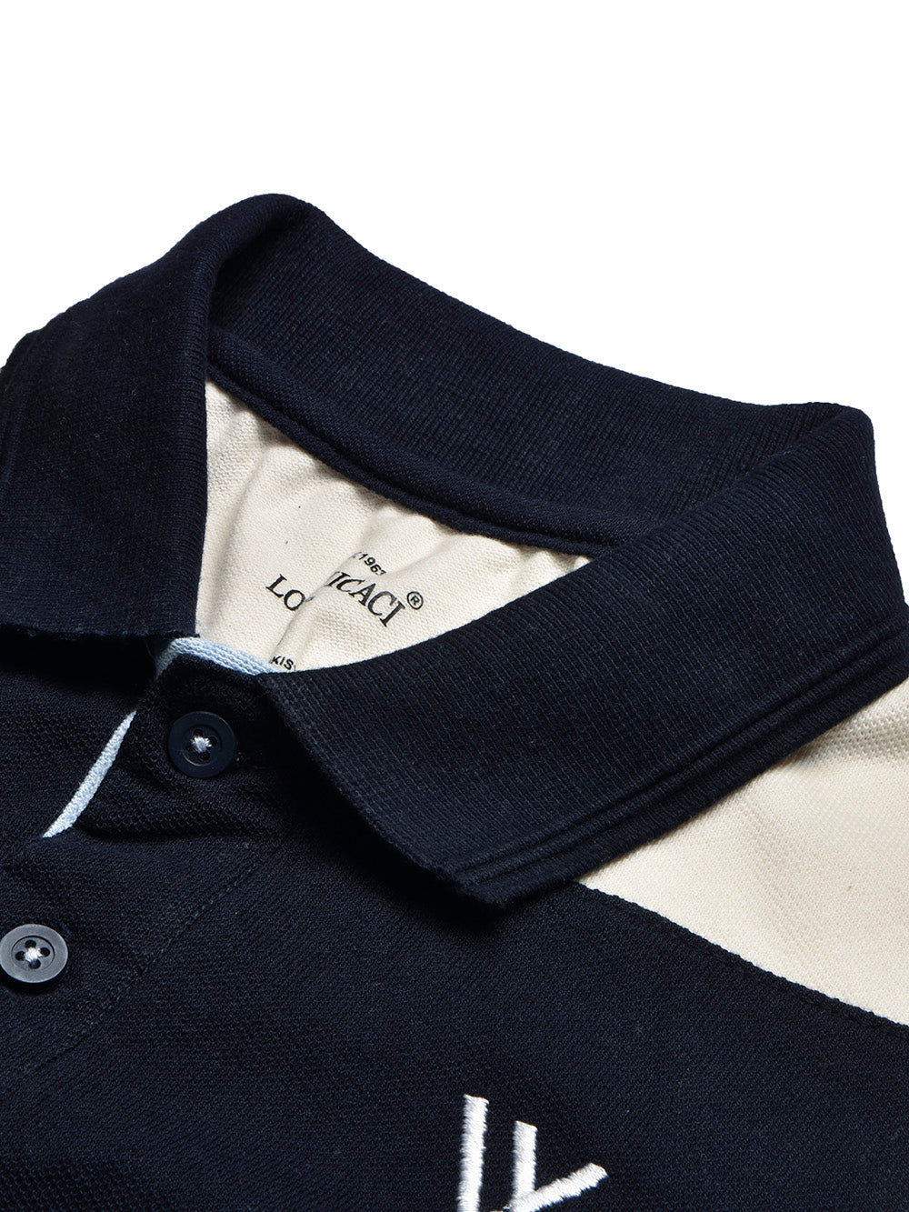 LV Summer Polo Shirt For Men-Sky with Navy & Off White Panel-BE880/BR13118