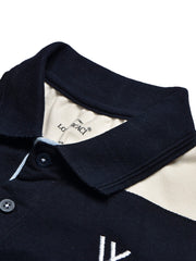 LV Summer Polo Shirt For Men-Sky with Navy & Off White Panel-BE880/BR13118