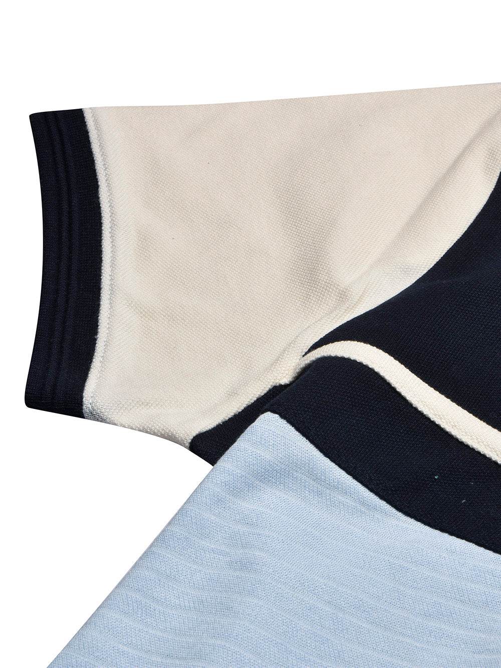 LV Summer Polo Shirt For Men-Sky with Navy & Off White Panel-BE880/BR13118