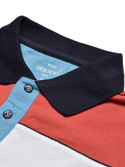 LV Summer Polo Shirt For Men-Sky with White & Coral Orange Panel-BE776/BR13023
