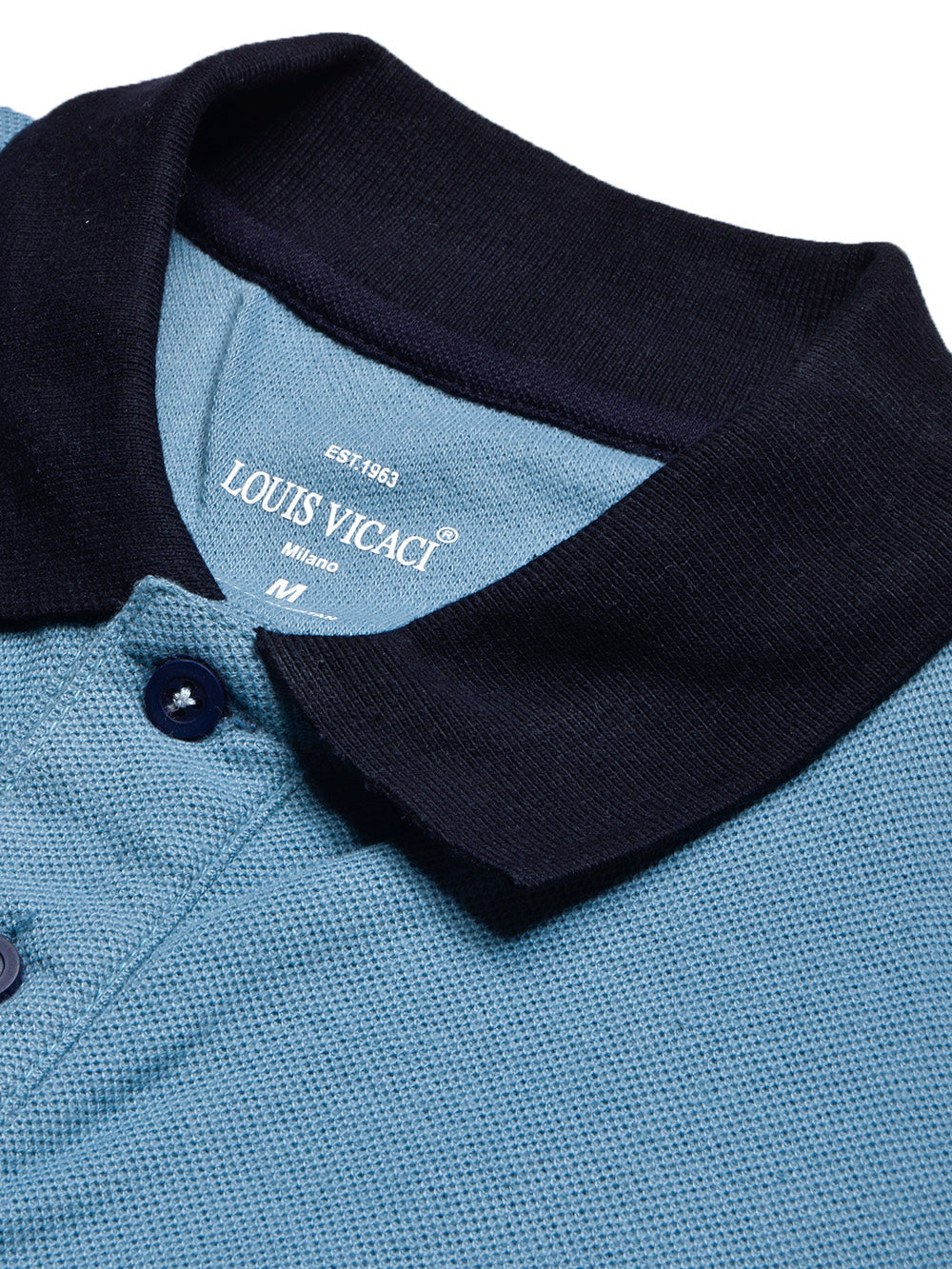 LV Summer Polo Shirt For Men-Slate Blue with White & Navy Panel-BE872/BR13111