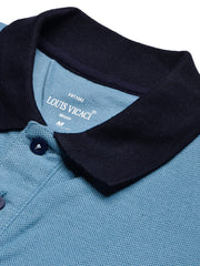 LV Summer Polo Shirt For Men-Slate Blue with White & Navy Panel-BE872/BR13111