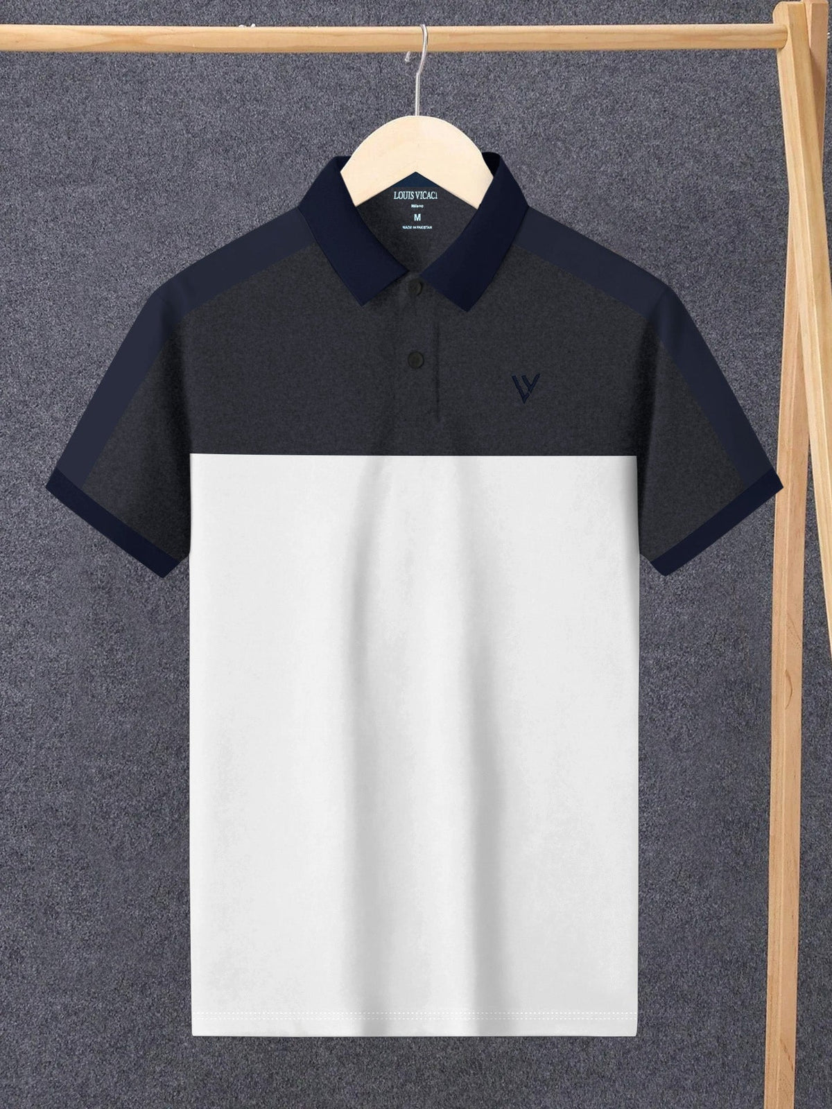 LV Summer Polo Shirt For Men-White with Charcoal-BE818/BR13058