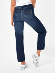 F&F Straight Fit Non Stretch Denim For Ladies-Dark Blue Faded-SP2567