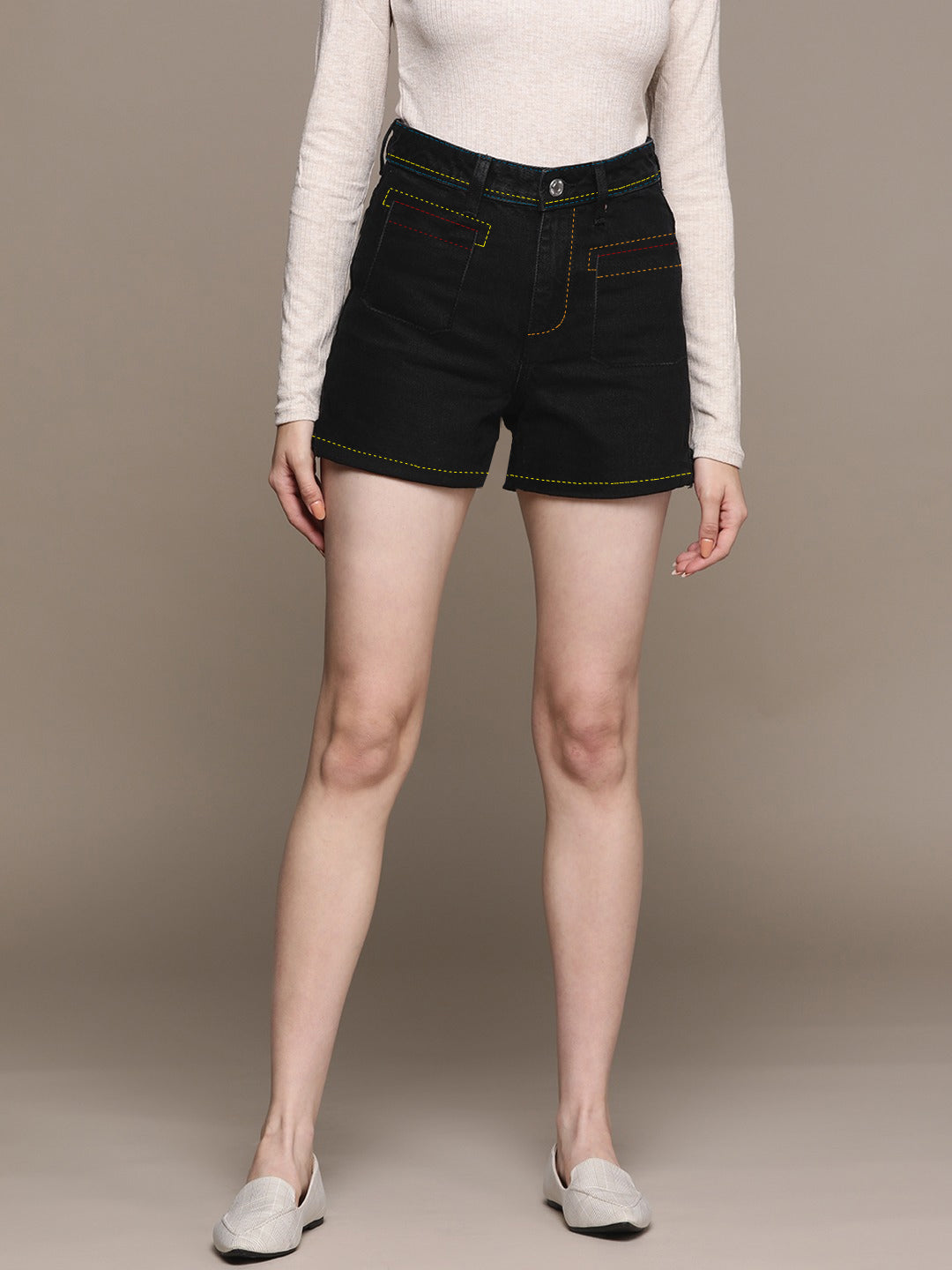 Levi's Denim Short For Ladies-Black-BE1289