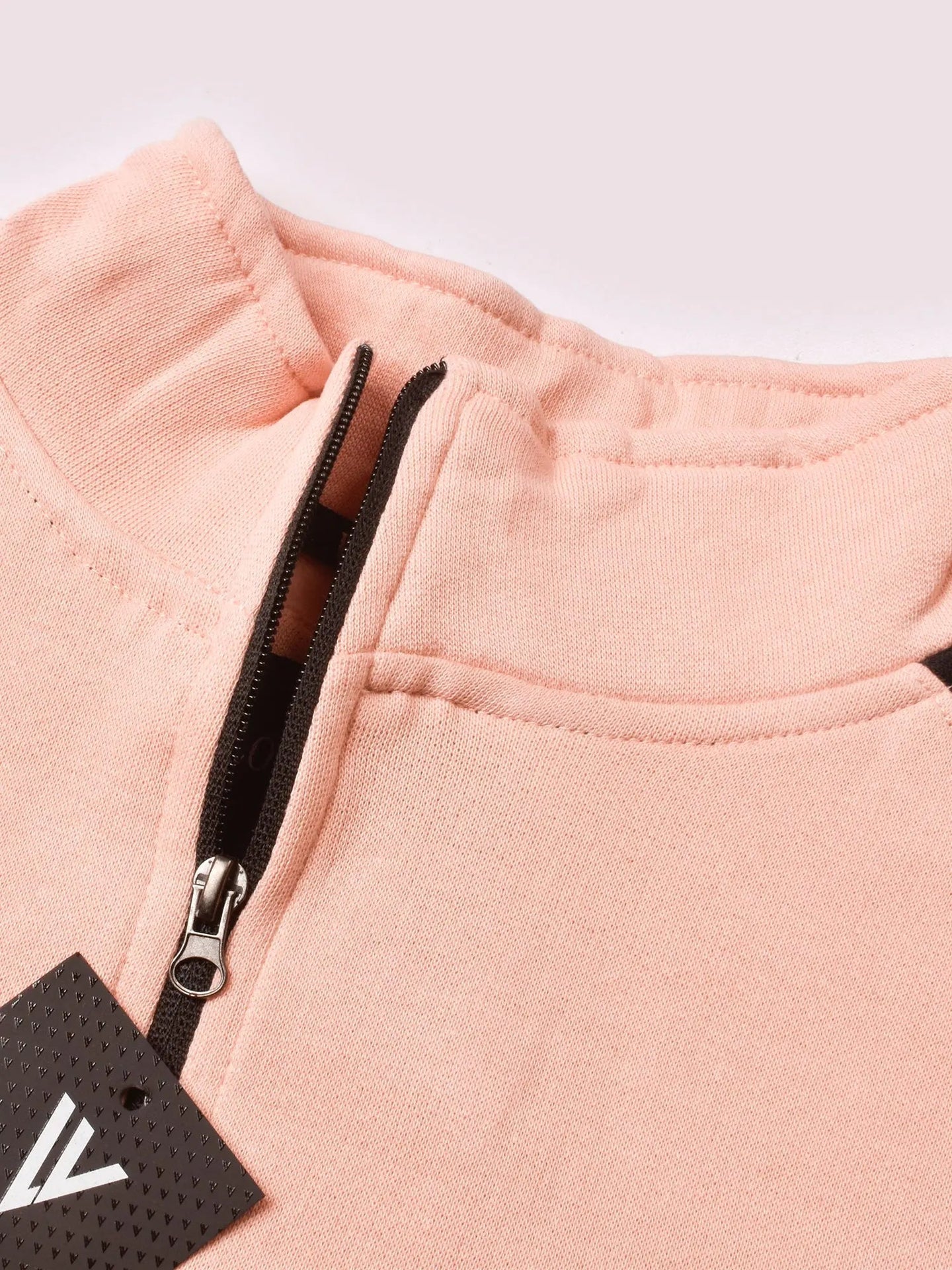 Louis Vicaci Fleece Zipper Tracksuit For Ladies Light Peach with Black Stripe-RT2119