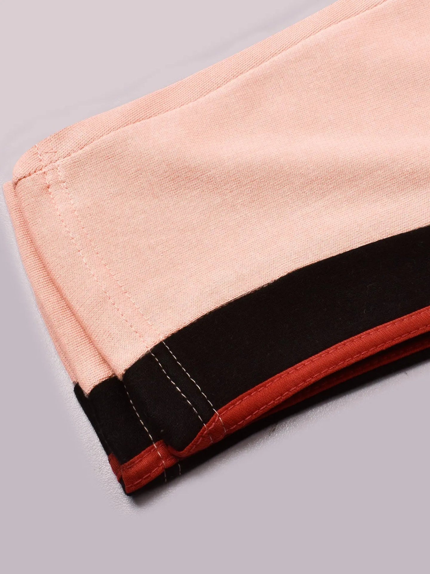 Louis Vicaci Fleece Zipper Tracksuit For Ladies Light Peach with Black Stripe-RT2119