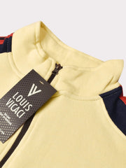 Louis Vicaci Fleece Zipper Tracksuit For Ladies Yellow with Navy-Stripe-SP292/RT2127