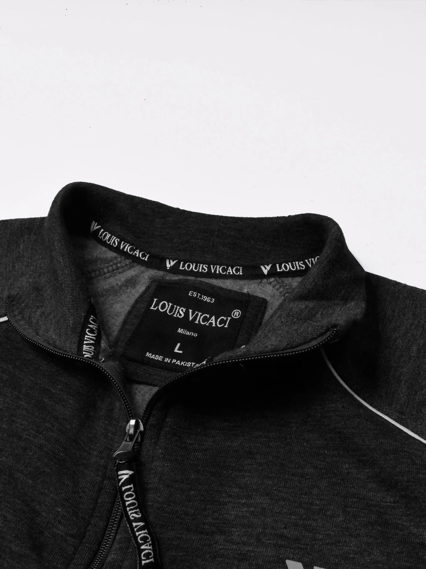 Louis Vicaci Fleece Zipper Tracksuit For Men Charcoal Melange-RT2124