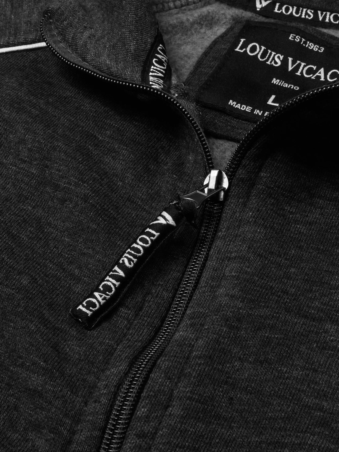 Louis Vicaci Fleece Zipper Tracksuit For Men Charcoal Melange-RT2124