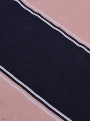 Louis Vicaci Long Sleeve Polo Shirt For Kids-Dark Navy with Pink Stripe-BE946