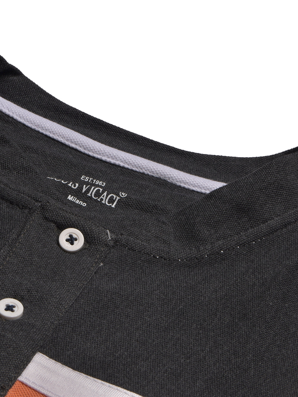 Louis Vicaci P.Q Long Sleeve Henley Shirt For Men-Charcoal Melange-BE953/BR13202