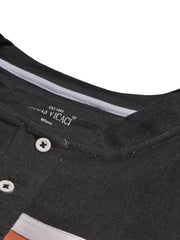 Louis Vicaci P.Q Long Sleeve Henley Shirt For Men-Charcoal Melange-BE953/BR13202