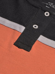 Louis Vicaci P.Q Long Sleeve Henley Shirt For Men-Charcoal Melange-BE953/BR13202