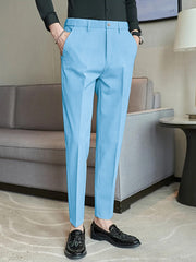 Louis Vicaci Interlock Stretchy Slim Fit Pent For Men-Sky Blue-BR13257