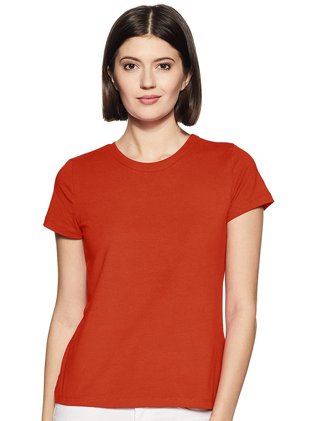 M-17 Crew Neck Tee Shirt For Ladies-Dark Orange-BE1059/BR13293