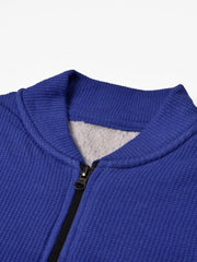 M&S Zipper Fur Bomber Jacket For Men-Royal Blue-SP06