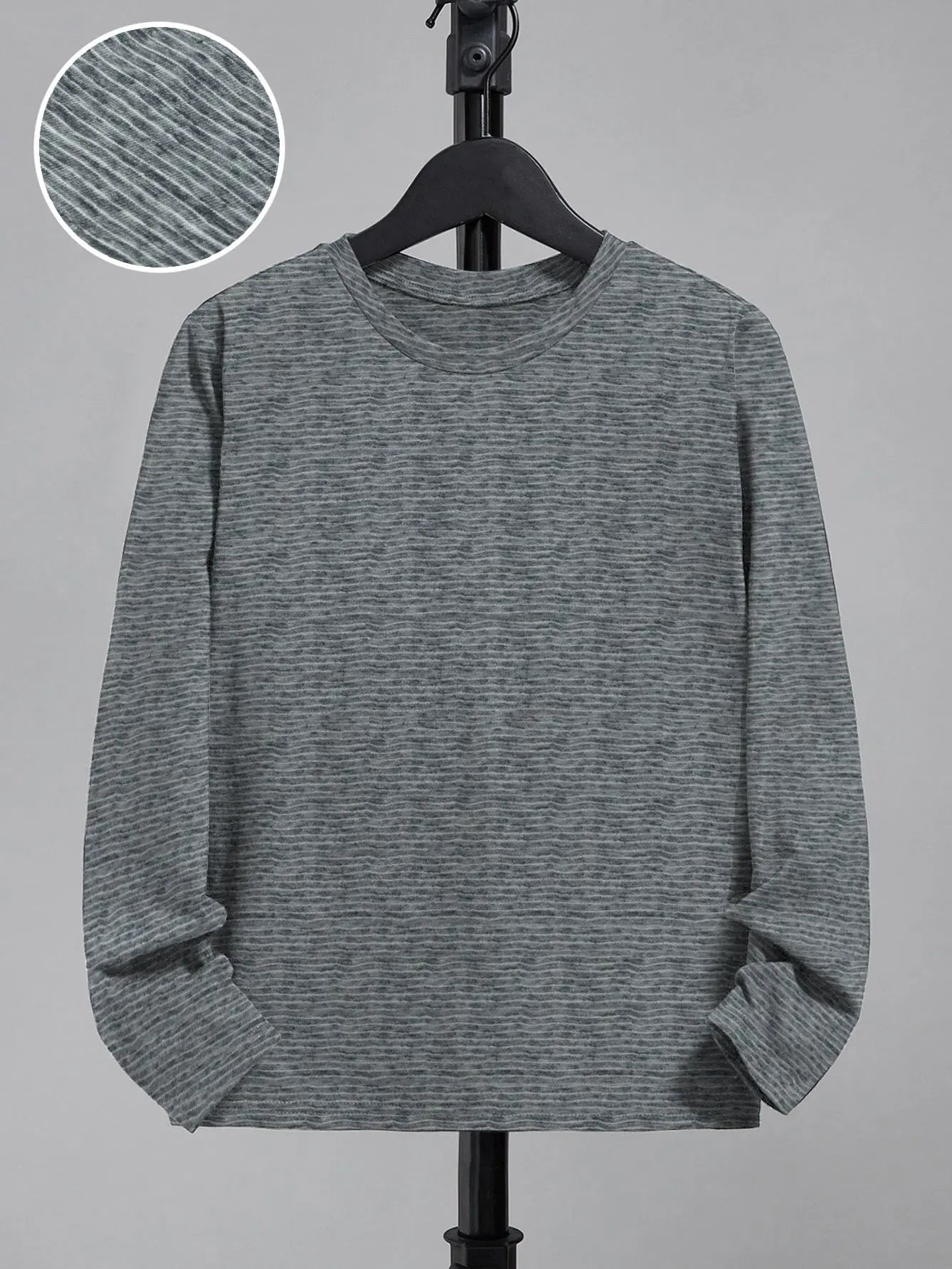 Maxx Crew Neck Long Sleeve Single Jersey Tee Shirt For Kids Grey Melange With Lining SP215