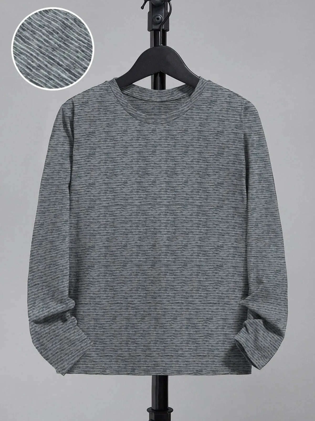 Maxx Crew Neck Long Sleeve Single Jersey Tee Shirt For Kids Grey Melange With Lining SP215