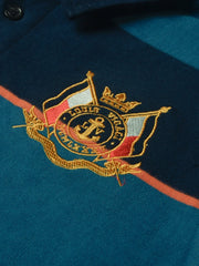 Louis Vicaci Long Sleeve Polo Shirt For Men-Prussian Blue with Navy-BR901