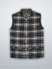 Men’s Premium Checkered Wool Waistcoat Black-WC04