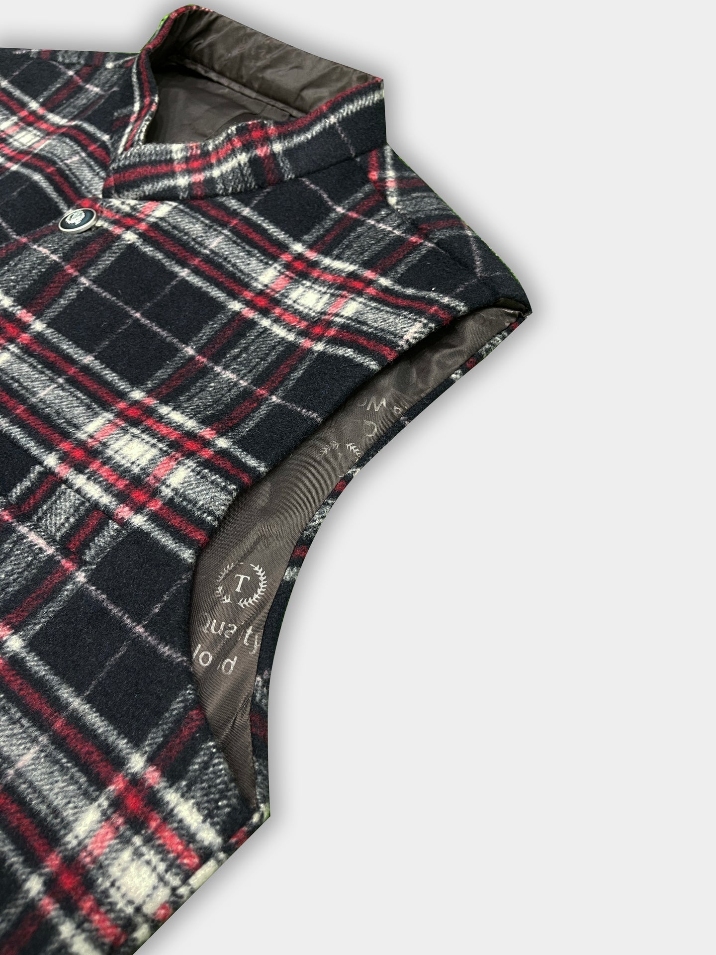 Men’s Premium Checkered Wool Waistcoat Black-WC04