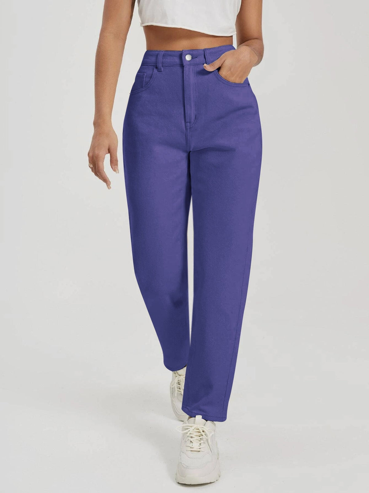 Metrostyle Regular Fit Denim For Ladies-Purple-BE1290