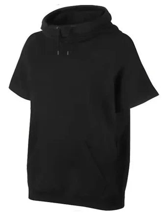 NK Fleece Cowl Neck Sleeveless Hoodie For Men-Black-SP339/RT2138