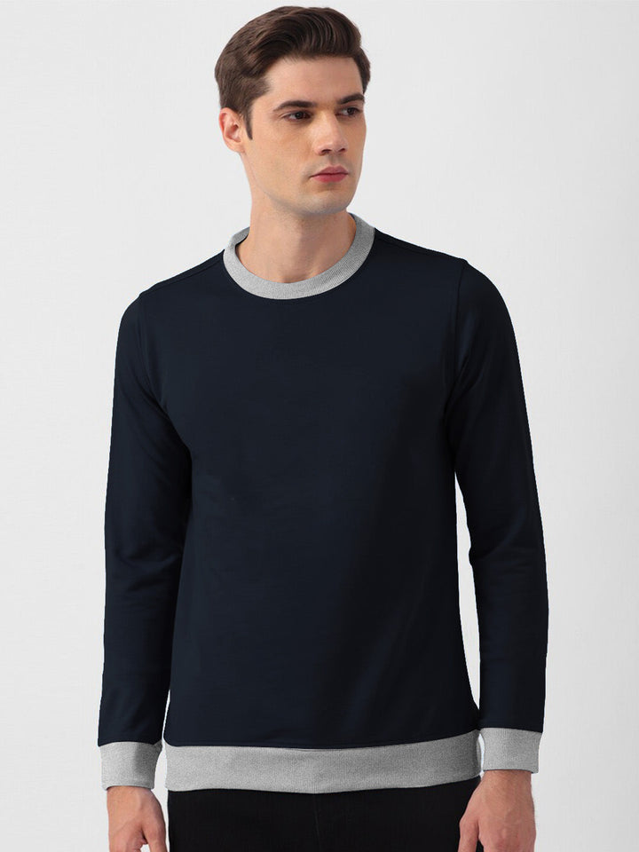 Upgrade Fashion Fleece Funky Style Sweatshirt For Men-Dark Navy & Grey-NS08