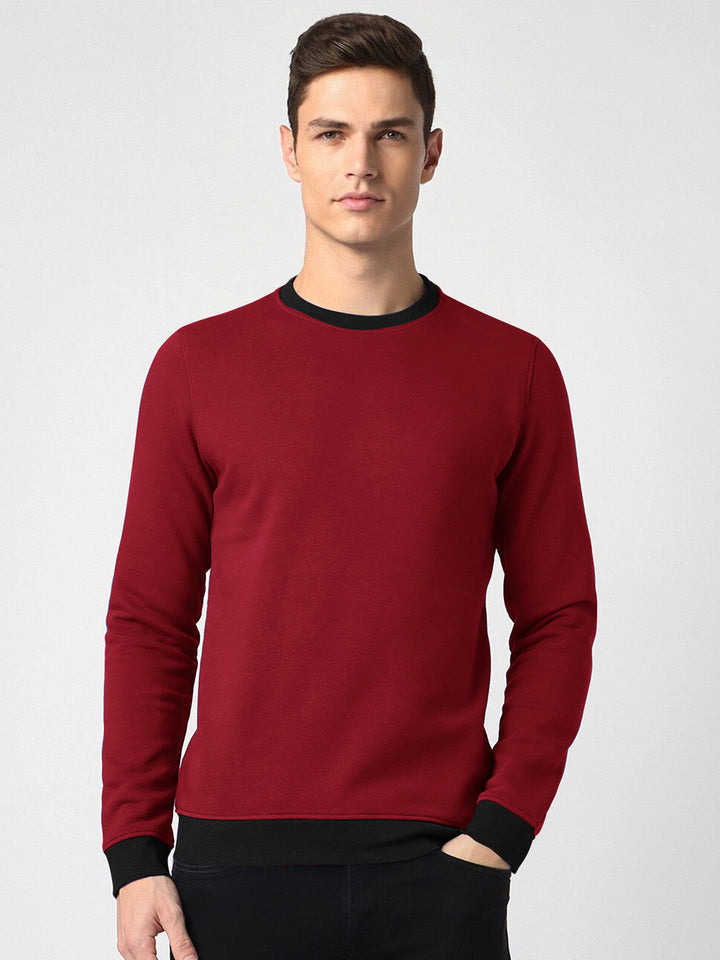 Upgrade Fashion Fleece Funky Style Sweatshirt For Men-Dark Red with Black-NS07