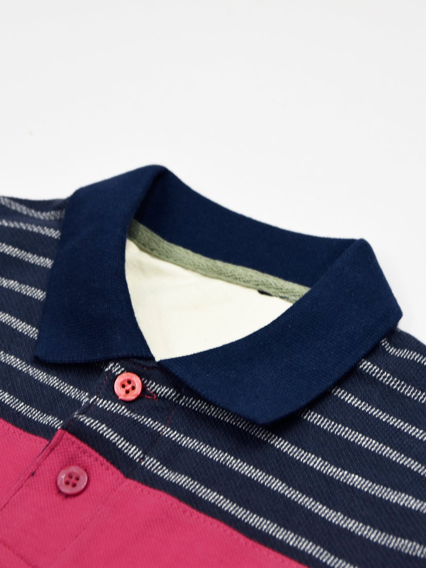 NXT Summer P.Q Polo Shirt For Kids-Off White with Pink & Dark Navy-BE938/BR13185