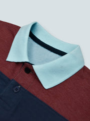 NXT Summer P.Q Polo Shirt For Kids-Sky with Navy & Brown-BE939/BR13186