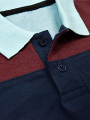 NXT Summer P.Q Polo Shirt For Kids-Sky with Navy & Brown-BE939/BR13186