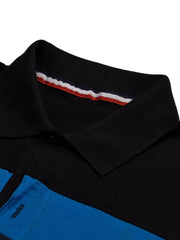 NXT Summer Polo Shirt For Men-Dark Navy With Black & White Stripe-BE707/BR12960