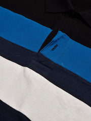 NXT Summer Polo Shirt For Men-Dark Navy With Black & White Stripe-BE707/BR12960