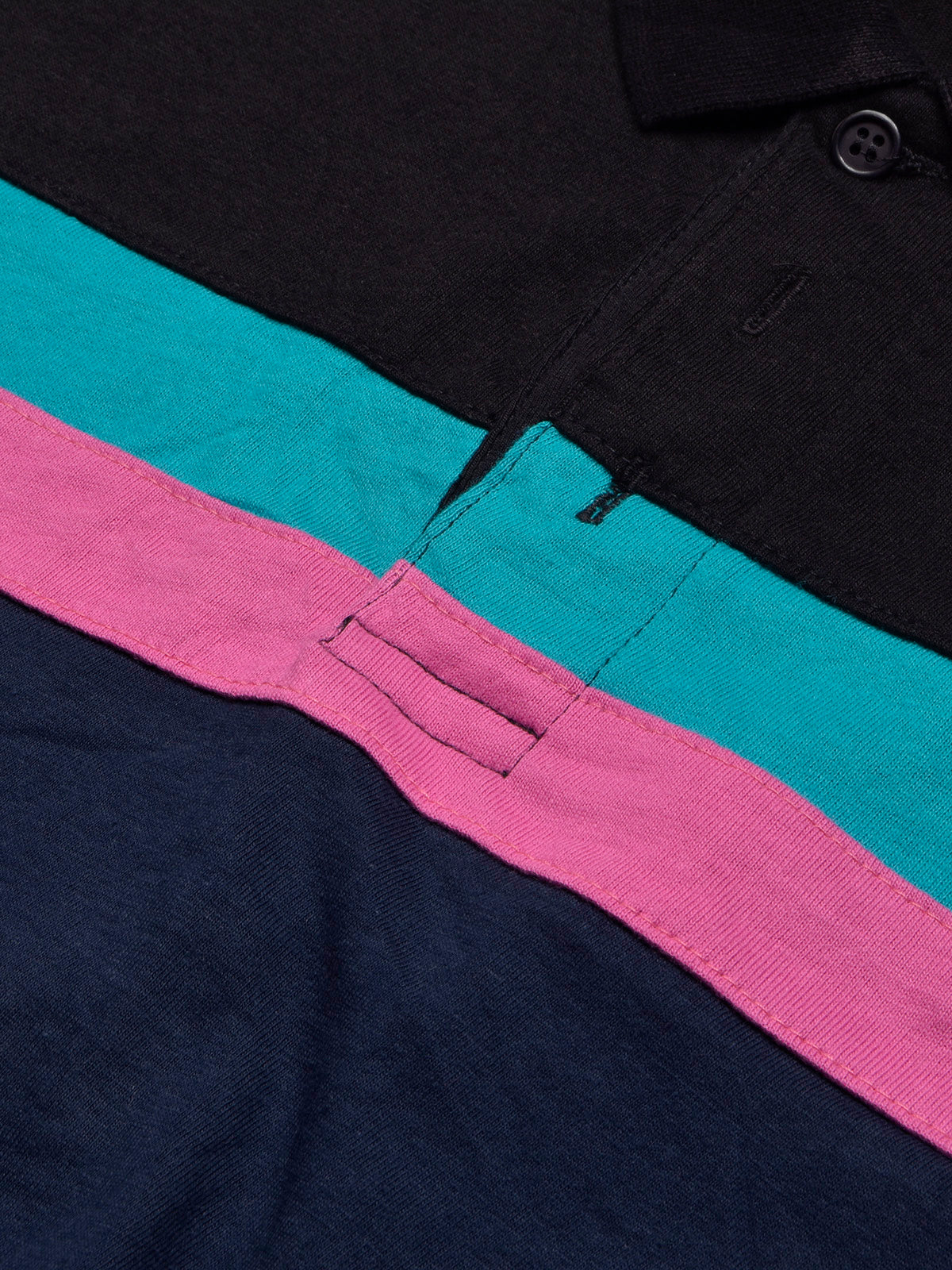 NXT Summer Polo Shirt For Men-Dark Navy With Zinc, Pink & Black Stripe-BE769/BR13016