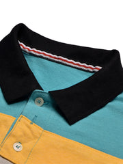 NXT Summer Polo Shirt For Men-Grey with Black, Yellow & Sky Stripe-BE740/BR12990