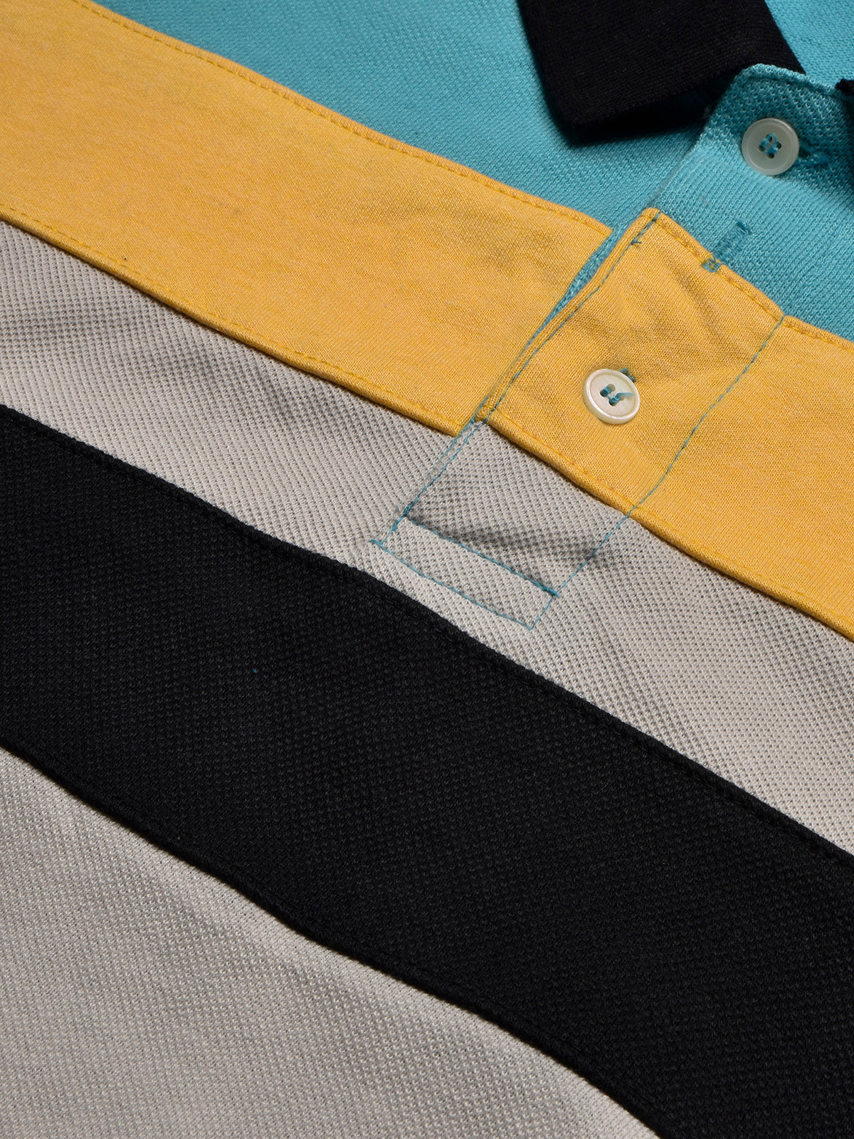 NXT Summer Polo Shirt For Men-Grey with Black, Yellow & Sky Stripe-BE740/BR12990