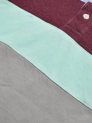 NXT Summer Polo Shirt For Men-Grey with Green & Maroon Stripe-BE710/BR12963